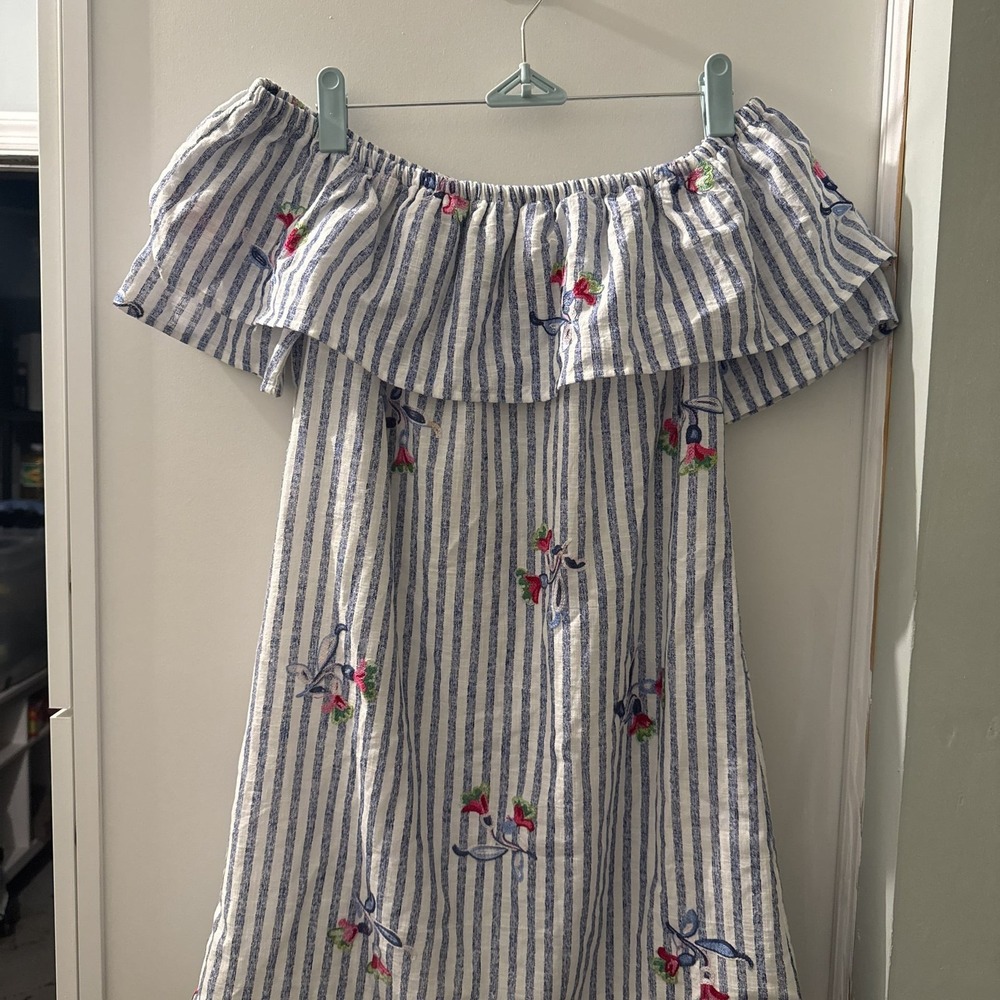 Miss Kelly 1999 Shift Dress Off Shoulder‎ Sleeves Embroidered S/M